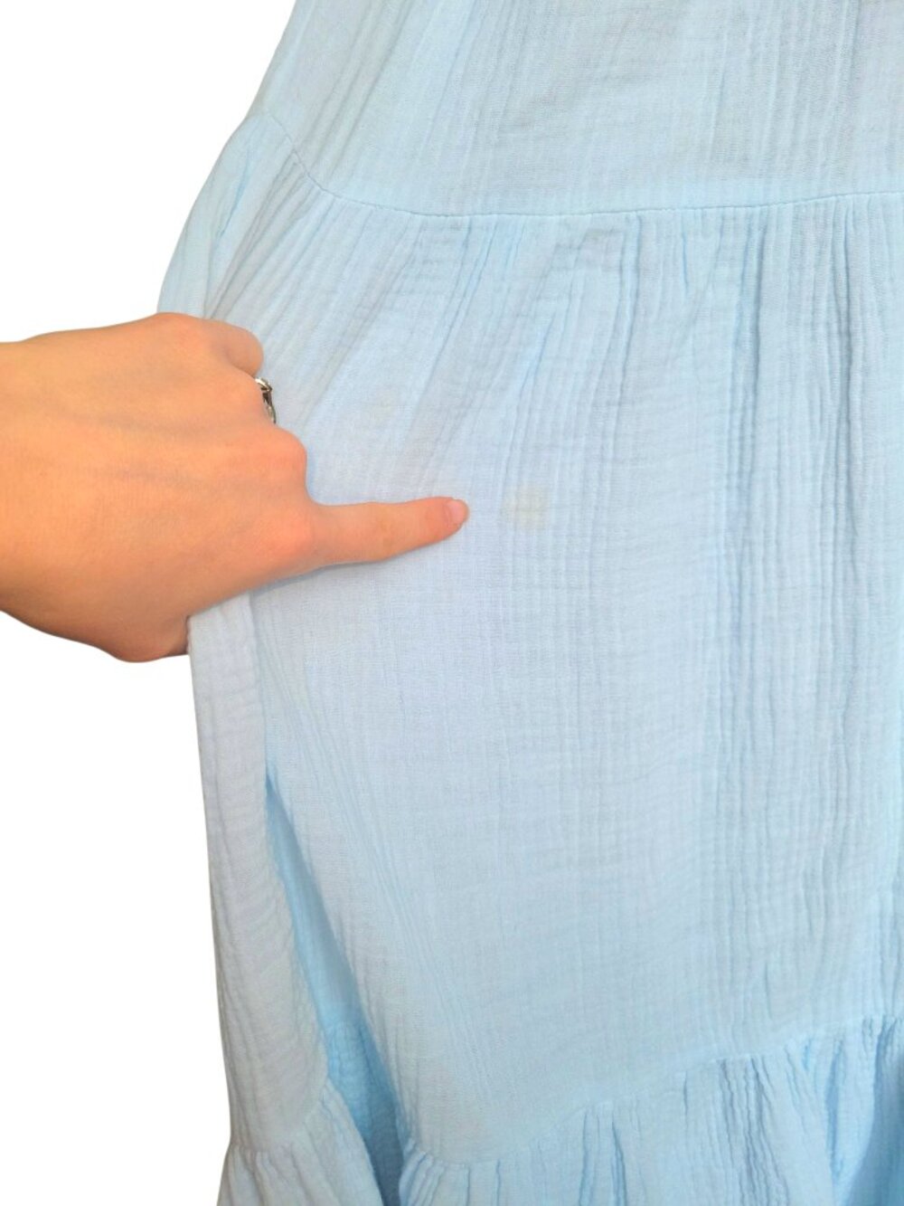 Honorine Light Baby Blue Tiered Neck Straps Maxi Dress Women's Size XS (Fits M!) - Picture 8 of 12